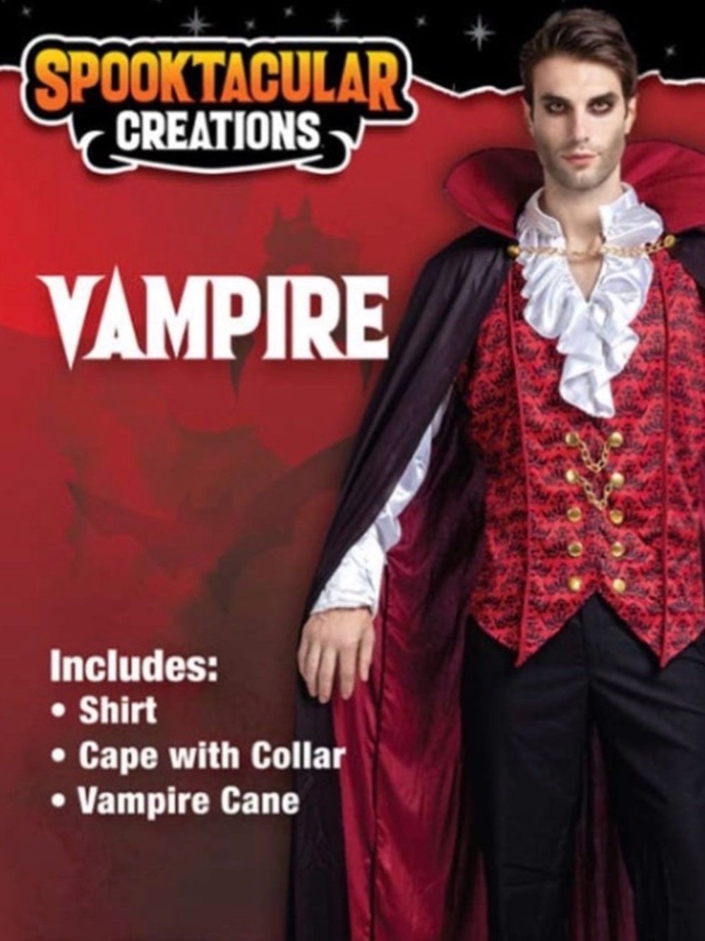 Spooktacular Creations Men's Red & Black Vampire Costume XXL - EUC